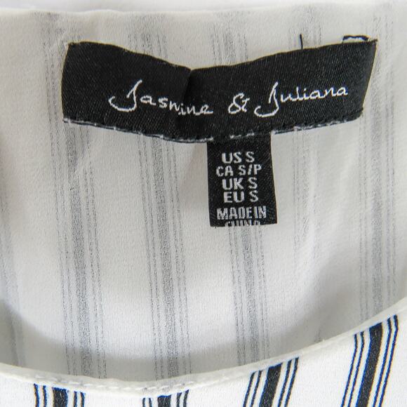 Francesca's Jasmine & Juliana White And Blue Stripped Tank Top - Picture 4 of 5